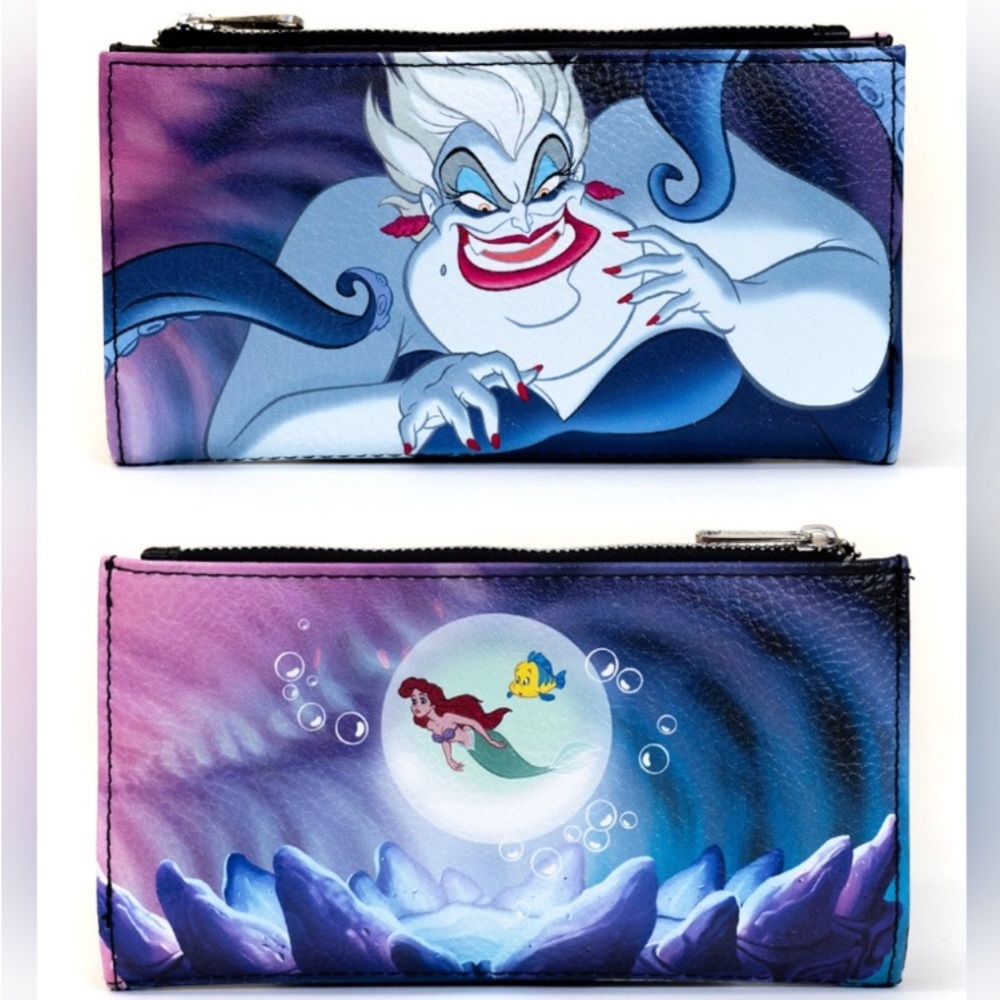 Disney Ariel Little Mermaid Ursula Bifold Wallet EUC